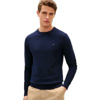 Tommy Hilfiger Mens Textured Knit Crew Neck Jumper - Dark Blue - M