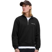 Jack And Jones Mens Norrebro EMB 1/4 Zip Sweatshirt - Black - L