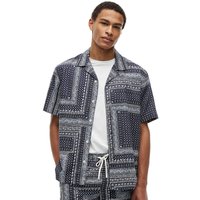 Tommy Hilfiger Mens Relaxed Fit Bandana Print Short Sleeve Shirt - Carbon Navy - S