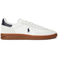 Polo Ralph Lauren Mens Bedford Leather-Suede Trainers - Off White/Navy - 11