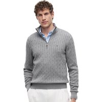 Tommy Hilfiger Mens Classic Cotton Cable Knit Half-Zip Sweater - Medium Grey Heather - M
