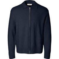 Selected Homme Mens Alex Knit Zip Cardigan - Navy Blazer - M