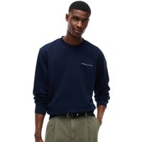 Tommy Jeans Mens Linear Logo Embroidery Fleece Sweatshirt - Dark Blue - M