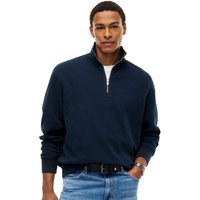 Tommy Jeans Mens Relaxed Washed Waffle Quarter-Zip Sweater - Dark Blue - XS