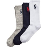 Polo Ralph Lauren Mens Big Pony Crew 3-Pack Socks - Navy Assorted - 6-12