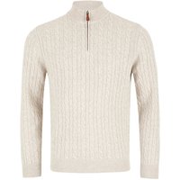 Benetti Mens Grant 1/4 Zip Cable Knit Sweater - Stone - M
