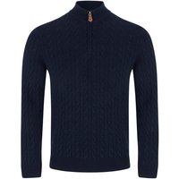 Benetti Mens Grant 1/4 Zip Cable Knit Sweater - Navy - L