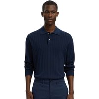 Selected Homme Mens Torino Knit Rib Polo Shirt - Navy Blazer - XL