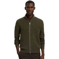 Selected Homme Mens Dane Full Zip High Neck Knitted Cardigan - Forest Night - L