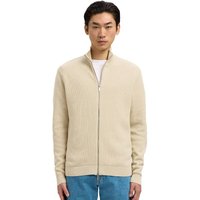 Selected Homme Mens Dane Full Zip High Neck Knitted Cardigan - Oatmeal - XL