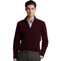 Polo Ralph Lauren Mens Cable-Knit Quarter-Zip Sweater - Wine - L