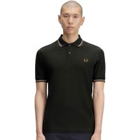 Fred Perry Mens M3600 Twin Tipped Polo Shirt - Night Green/Dusky Blue/Dark Caramel - L