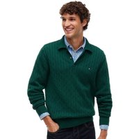 Tommy Hilfiger Mens Cable Knit Polo Jumper - Ornamental Green - M