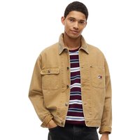 Tommy Jeans Mens Corduroy Collar Oversized Canvas Overshirt - Sandy Beige - XS