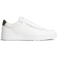 Tommy Hilfiger Mens Fine Cleat Basketball Leather Trainers - Ecru/Platinum Olive - 7