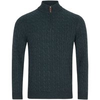 Benetti Mens Grant 1/4 Zip Cable Knit Sweater - Teal - XL