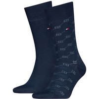 Tommy Hilfiger Mens Classic Flag AOP 2-Pack Socks - Navy - 9-12