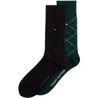 Tommy Hilfiger Mens Argyle Flag Embroidery 2-Pack Socks - Deep Green - 9-12