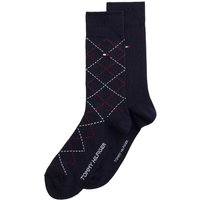 Tommy Hilfiger Mens Argyle Flag Embroidery 2-Pack Socks - Navy - 6-8
