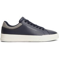 Tommy Hilfiger Mens Court Core Leather Mix Trainers - Navy Blue - 10
