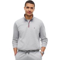 Tommy Hilfiger Mens Global Stripe Terry Quarter-Zip Sweatshirt - Light Grey Heather - 2XL