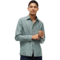 Tommy Jeans Mens Regular Fit Poplin Pattern Shirt - Velvet Green Stripes - L