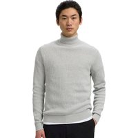 Selected Homme Mens Dane Knit Cotton Turtleneck - Light Grey Melange - M