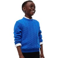 Tommy Hilfiger Boys Cable Knit Crew Neck Jumper - Vibrant Blue - 8