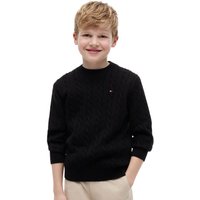 Tommy Hilfiger Boys Cable Knit Crew Neck Jumper - Black - 7
