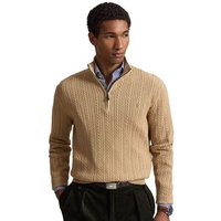 Polo Ralph Lauren Mens Cable-Knit Cotton Mockneck Sweater - Camel Melange - S