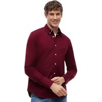 Tommy Hilfiger Mens Regular Fit Flex Flannel Shirt - Burgundy - S