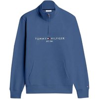 Tommy Hilfiger Mens Logo Fleece Quarter-Zip Sweatshirt - Aegean Sea - XS