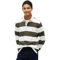 Tommy Hilfiger Mens Rugby Stripe Jersey Sweatshirt - Huntsman Green/Ivory Petal - M