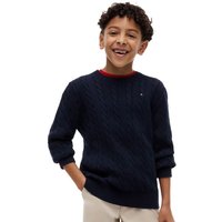 Tommy Hilfiger Boys Cable Knit Crew Neck Jumper - Dark Blue - 7