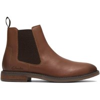 Clarks Mens Jaxen Easy Boots - Dark Tan Leather - 10