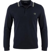 Fred Perry Mens M3636 Long Sleeve Polo Shirt - Dark Airforce/Ecru/Seagrass - XL