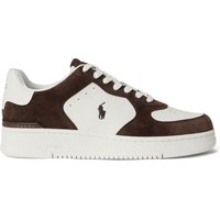 Polo Ralph Lauren Mens Masters Court Leather-Suede Trainers - Deckwash White/Dark Chocolate - 8