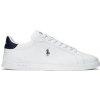 Polo Ralph Lauren Mens Heritage Court II Nappa Leather Trainers - White/Newport Navy - 10