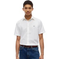 Tommy Hilfiger Mens Regular Fit Flex Poplin Short Sleeve Shirt - Optic White - XS