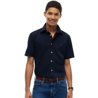 Tommy Hilfiger Mens Regular Fit Flex Poplin Short Sleeve Shirt - Navy Blue - XS