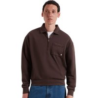 Farah Mens Bellvue Quarter Zip Sweatshirt - Dark Brown - M