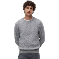 Tommy Hilfiger Mens Cable Knit Crew Neck Jumper - Medium Grey Heather - 2XL