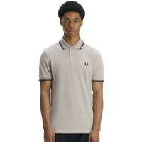 Fred Perry Mens M3600 Twin Tipped Polo Shirt - Drizzle/Grassroots/Navy - S