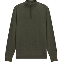 Bugatti Mens Knit Quarter-Zip Sweater - Olive - L