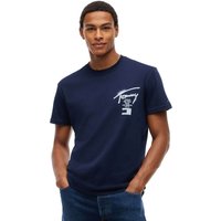 Tommy Jeans Mens Signature Back Logo Jersey T-Shirt - Dark Blue - L