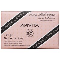 Apivita Pastilla Jabón Natural con Rosa y Pimienta Negra 125g