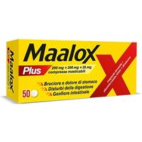 Maalox Plus Bruciore di stomaco, cattiva digestione, iperacidità di stomaco, 50 Compresse