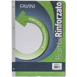 Ricambio Rinforzato – 25 Bustine Da 40 Fogli A4 Con Quadretti Ricambio Rinforzato – 25 Bustine Da 40 Fogli A4 Con Quadretti