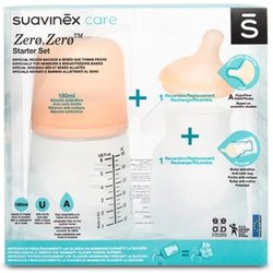 Suavinex Zerozero Set Neonato Con Biberon, 180 Ml Flusso Adattabile + Mini Ciuccio Per Bambini Da -2 A 2 Mesi, 2 Unità , Colore: Skin Suavinex Zerozero Set Neonato Con Biberon, 180 Ml Flusso Adattabile + Mini Ciuccio Per Bambini Da -2 A 2 Mesi, 2 Unità , Colore: Skin