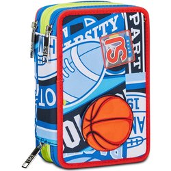 Sj Gang Astuccio Scuola 3 Zip, Blu, Realbasket, Portapenne Triplo Scomparto Completo Di Penne, Matite, Colori, Accessori Zaino, Elementari, Medie, Bambino, 30C202406-535 Sj Gang Astuccio Scuola 3 Zip, Blu, Realbasket, Portapenne Triplo Scomparto Completo Di Penne, Matite, Colori, Accessori Zaino, Elementari, Medie, Bambino, 30C202406-535